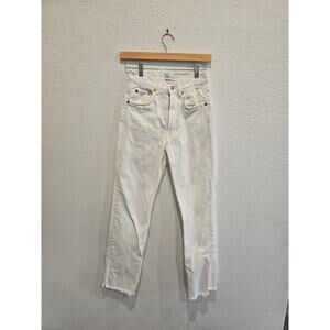 Zara white pants size raw hem straight ankle pant sz 2
